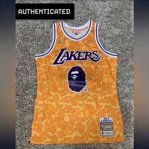 Bape Mitchell and Ness Lakers Jersey Size M Authentic Very Lightly Worn